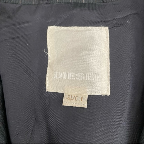 DIESEL Jamon-Bis Blazer Jacket Men’s Xl Gray Striped Cotton Snap Buttons Sleeves - Picture 4 of 12